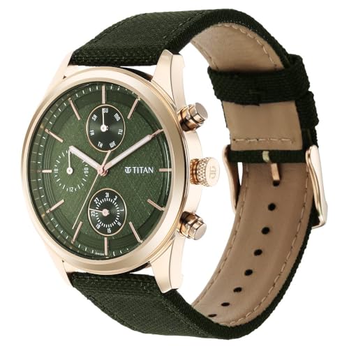Image of Titan Neo Splash Green Dial Quartz Analog with Date Fabric Strap Watch for Men-NS1805WP01