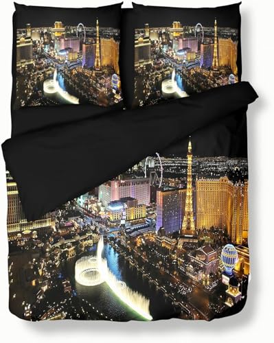 Housse de Couette 220x240 New York City Réversible Parures de Lit 3D Douce Literie Set Vue Nocturne de New York Microfibre Housses de Couettes 2 Personnes...