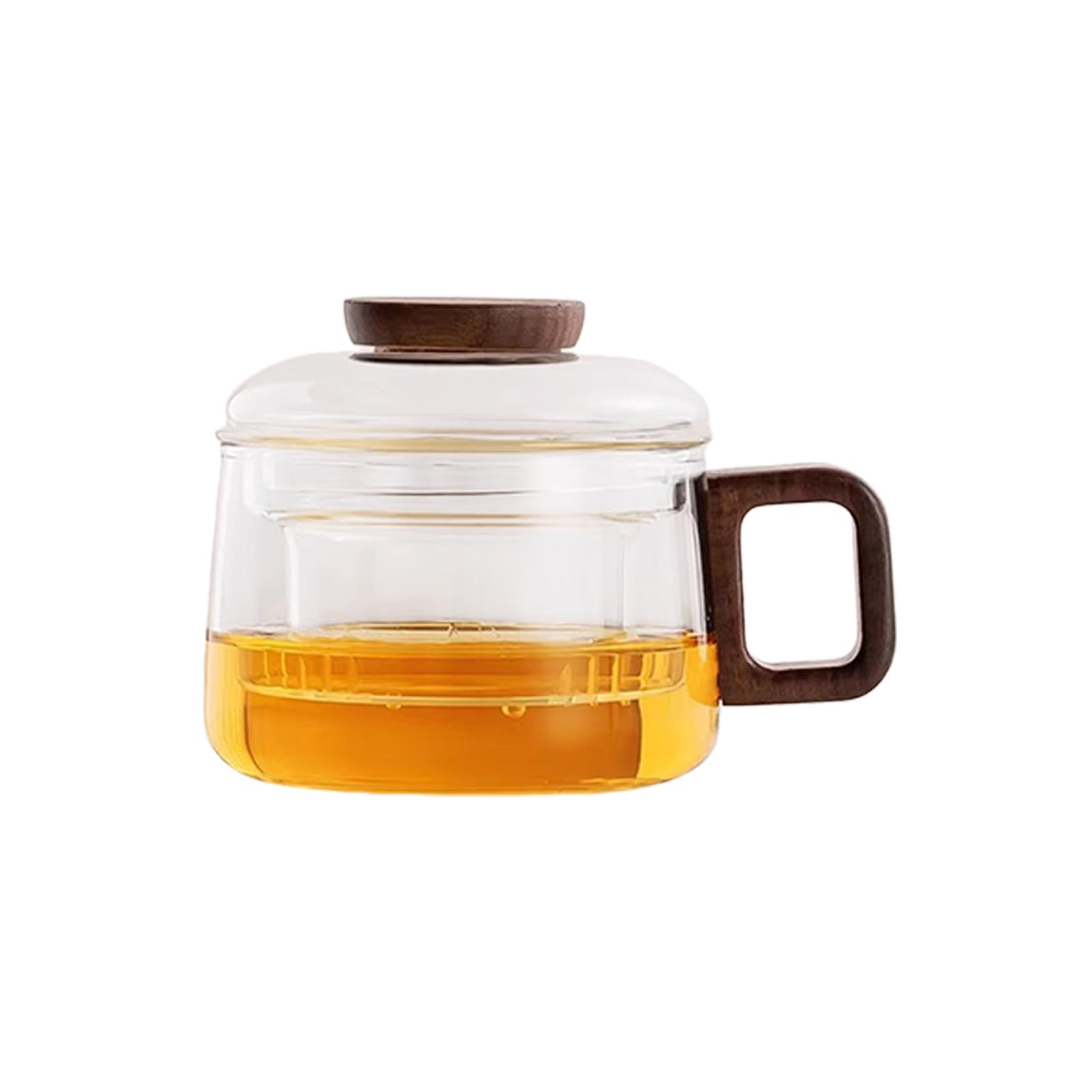 Elnwnnkc Clear Glass Drinking Cup with Ergonomic Wood Handle Coffee Mug Beverage Drinkware High Borosilicate Glass Cup