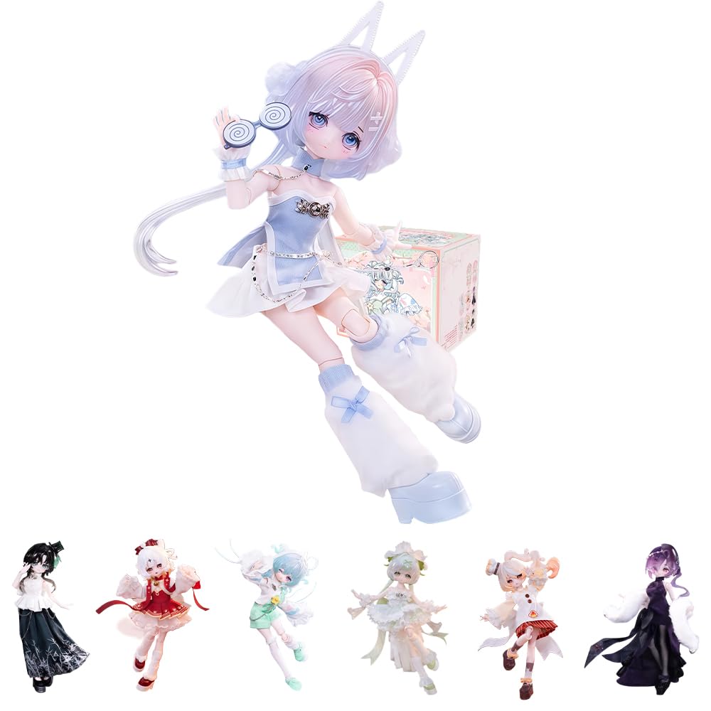 niannyyhouse 1/8 BJD Blind Box Figurki, Ball Jointed Doll z ubraniem, seria Fortune elf, kolekcjonerska figurka akcji (6 sztuk)