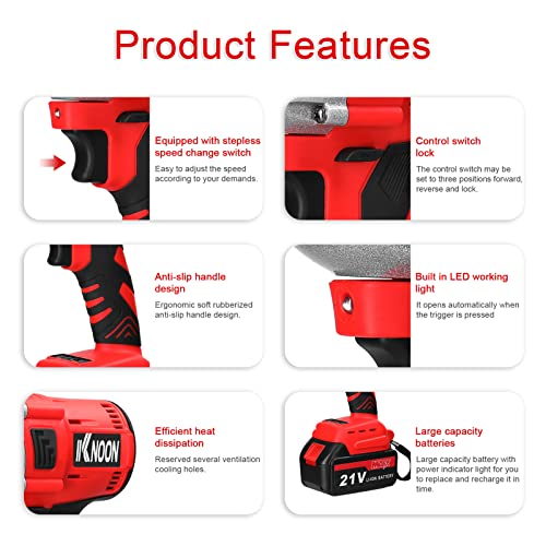 XiaoXIN Haushalt 2in1 21V Bohrmaschine Elektrischer Schraubenschlüssel Set Drehwege Einstellung Hohes Drehmoment… – Bild 5