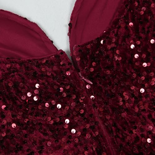 Image of Jigfar Women's Sexy Elegant Rhinestone Embellished Velvet Party Club Night Bodycon Formal Evening Maxi Dress
