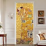 pleets adesivo porta il bacio di klimt 3d murale camera da letto porte carta da parati in pvc autoadesivo impermeabile complementi arredo casa poster murale 95 x 215cm