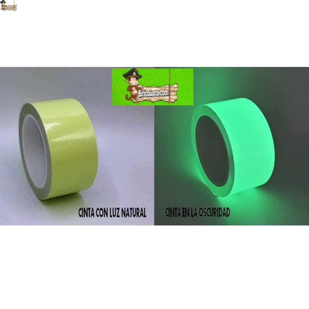 BricoLoco.com Nastro adesivo fotoluminiscente, luminoso al buio, segnaletica, decorazioni, pavimenti, scale. Luminosa brillante in assenza di luce (3, 10 m x 25 mm)