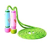KONVINIT Springseile Kinder,Hüpfseil Mädchen und Kleiner Junge,Springseile Verstellbare mit Holz Griff und Baumwolle Seil für Fitnesstraining abnehmen Fat Burning Übungen,Rosa