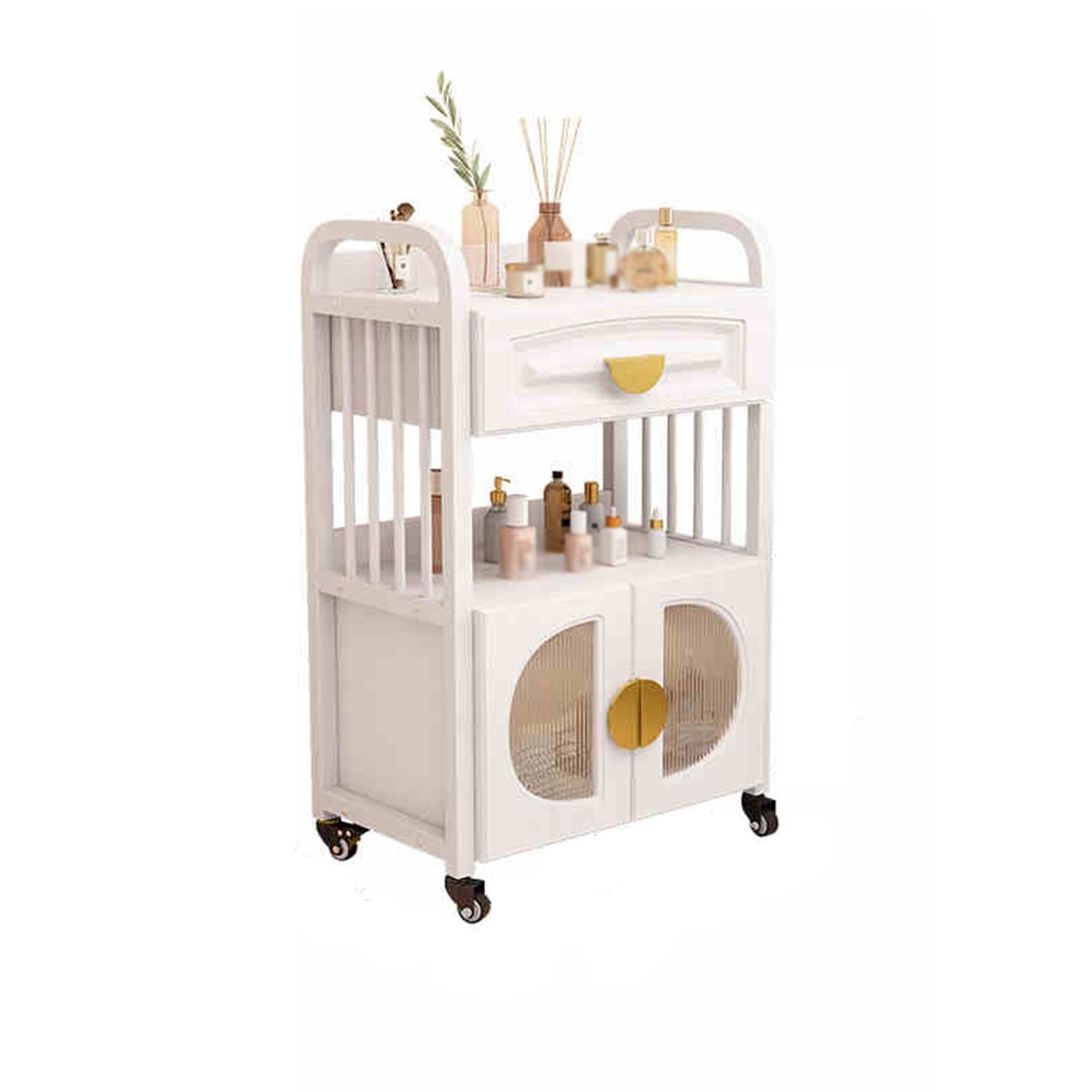 Barbershop Tool Cabinet Barbershop Beauty Trolley Multi-purpose Rack with Wheels,Thickened Steel Frame Drawer Design,Convenient Baffle Convenient Universal Pulley,Suitable for Salon Spa Tattoo(Color2)