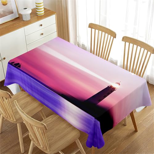 Odot Mantel Rectangular Poliéster Impresión 3D, Antisalpicaduras Antimanchas Lavable Cubierta Decorativa para Comedor Cocina Hogar Fiesta Celebraciones al Aire Libre (Faro Rosa,100x100cm)