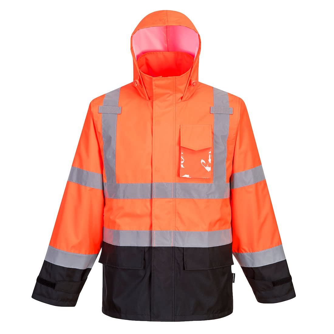 PortwestUS366 Hi-Vis Lightweight Waterproof Contrast Rain Jacket Orange/Black, 3X-Large