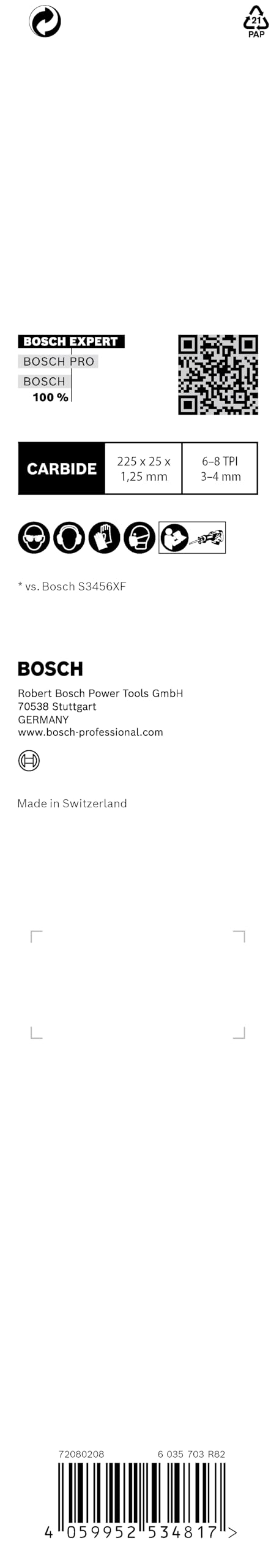 Bosch Professional 1x Hoja de sierra sable Expert `Multi Material` S 1156 XHM (para Hierro fundido, Longitud 225 mm, accesorios Sierra sable)