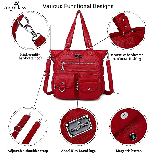 Image of Angelkiss Purses Handbags for Women PU Tote Satchel Bags for Women Pockets Shoulder Bags | PU