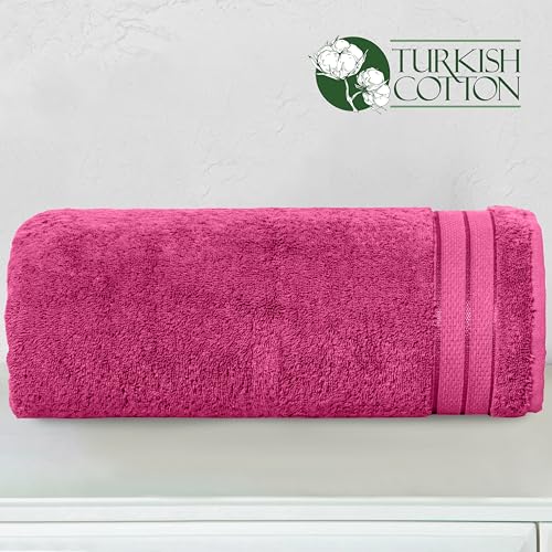 Image of Elegant Comfort Three Line Popcorn Extra Large Luxury Bath Towel - 40 inch x 80 inch inch, Premium Hotel Spa Quality 1 Piece Oversized Bath Sheet 100% Turkish Cotton Super Soft Highly Absorbent, Hot Pink