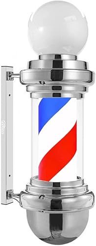 Mini luz de poste de barbero de plata de 20 pulgadas