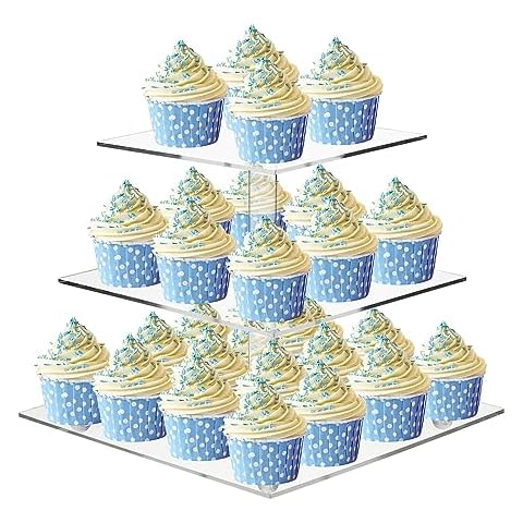 ECOSEAO 3 Tier Acrylic Cupcake Stand Cover