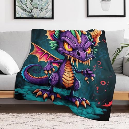 Couverture chaude confortable en flannel molleton dragon 140x180