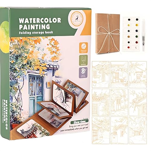 CICISTORY Album da Colorare per Adulti, Acquarelli per Dipingere, Segnalibro Personalizzato, Adatto per la Casa, la Scuola, i Viaggi e per Chi è alle Prime Armi con la Pittura ad Acquerello