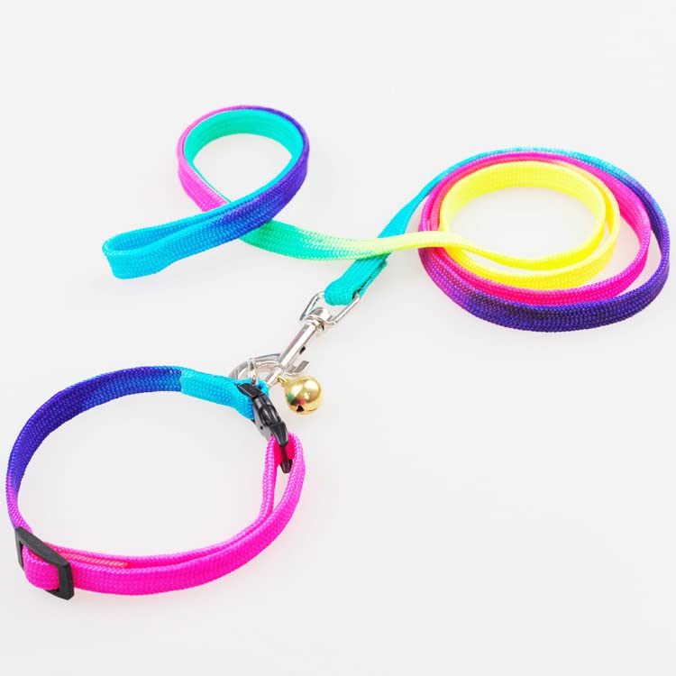 YellowCult Small Dogs Puppy Cat Rabbit Leash & Collar in Rainbow Pattern, 7 Colors, Metal Hook, Adjustable Length and Neck Girth, Nylon Rainbow Leash for Small Pets [Leash & Collar Set] (B09RQXLMKK) Amazon Price History, Amazon Price Tracker