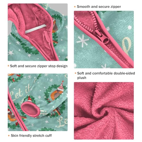 OTVEE Christmas Bird Let It Snow Kids Hoodie Jacket Fall Spring Full Zip Warm Outwear Coat3