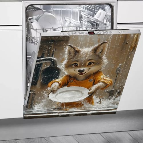 Imanes Adhesivos Animales Grises Naranja Cubierta Magnética para Lavavajillas Iman Adhesivo electrodomésticos Calcomanía Magnética para Lavadora Decoración Imanes Nevera 58.5x65 cm /2pcs