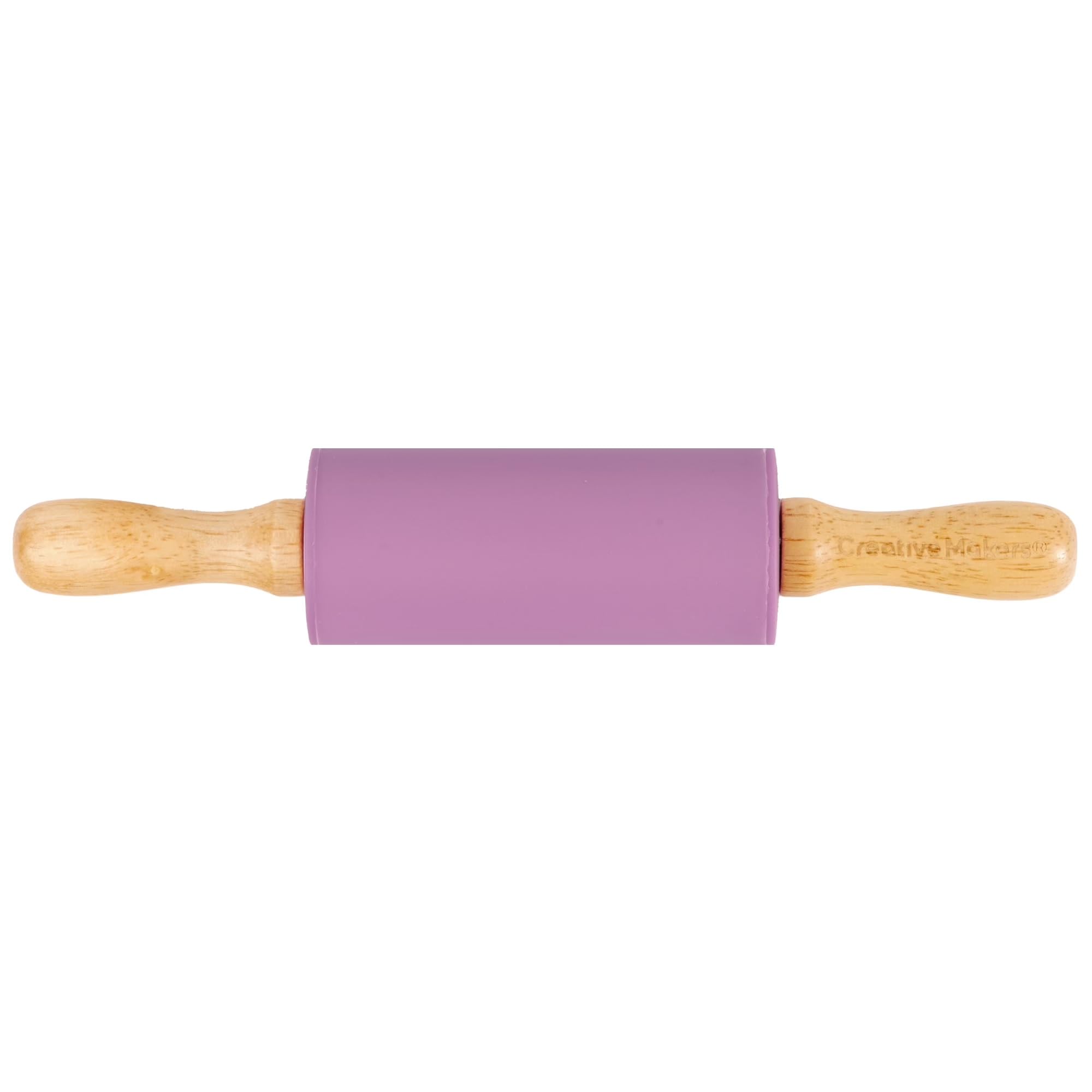 Small Rolling Pin for Kids, Non-Stick Silicone Surface with Wooden Handles for Play Dough and Baking Rolling Pin (Bright Purple)
