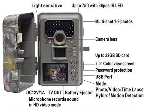 Wildkamera Fotofalle Jagdkamera Trail Wildlife Kamera Spielkameras HD Nachtsicht Jagd Kamera 12MP Digital Trail Kamera… – Bild 3