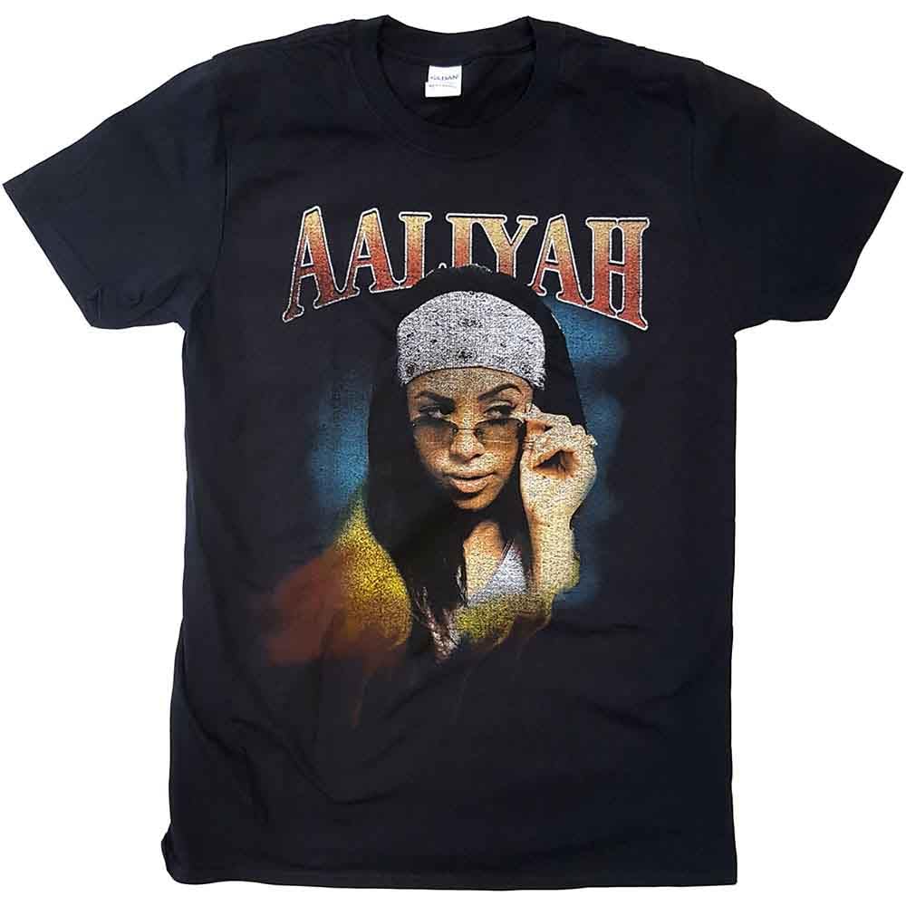 Rock Off Officially Licensed Products Men's Black Aaliyah T Shirt Trippy Logo Official Xxl