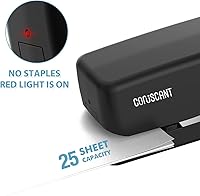 Vista 3 de Coruscant Engrapadora eléctrica, engrapadora automática, resistente, 25 hojas, almacena 210 grapas, incluye 2000 grapas y 1 removedor de grapas