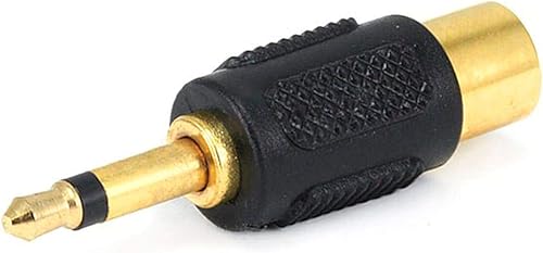 Monoprice 107146 Adaptador de conector mono de 0.138 in a conector RCA, chapado en oro, negro