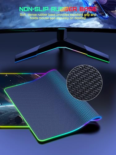 Image of TopMade Wireless Charging Mouse Pad, RGB Gaming Mousepad, 35.4 inch x 15.8 inch Extra Large Waterproof Keyboard Desk Pad, Computer Desk Mat, Cosmic Planet (Includes 20W PD Power Adapter & 6.56ft Woven Cable)
