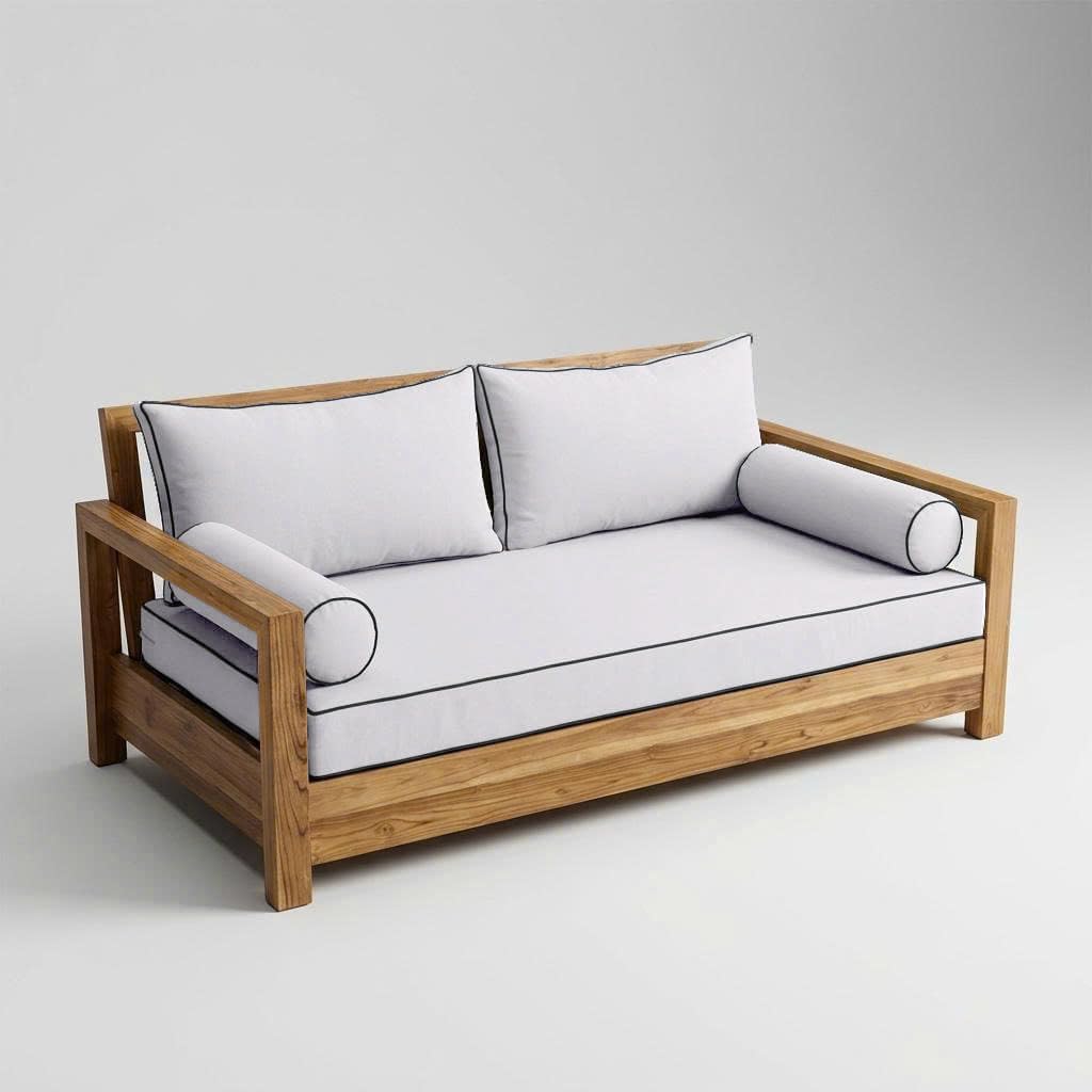 Prolinemax Style2 Twin-XL Size 5PC Contrast Pipe Outdoor Daybed Mattress Cushion Bolster Pillow Complete Set AD105