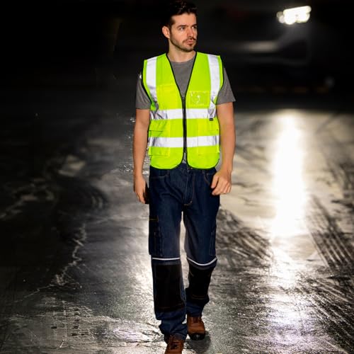 WORK IDEA Warnwesten Auto, Reflektierende Weste mit mehreren Taschen Sicherheitsweste