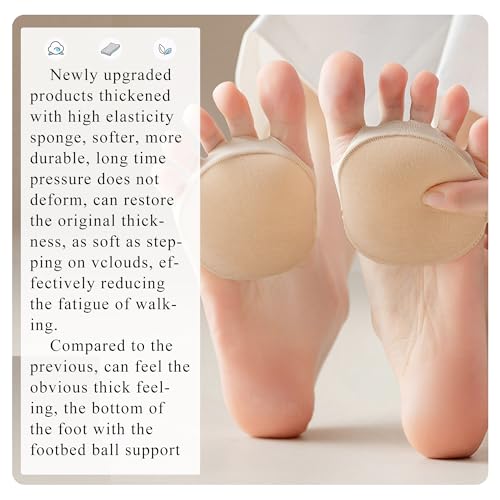 Image of Ball of Foot Cushions Honeycomb Fabric Metatarsal Pads Invisible Socks Pads for Women and Men Reusable Forefoot Pads (5 Pairs-Beige /5 Pairs-Black)