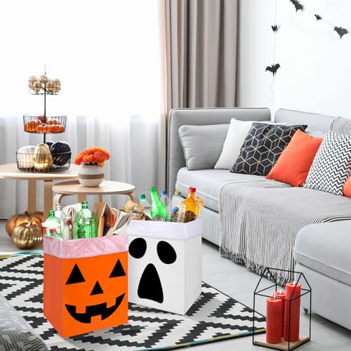 6 Canecas de Basura Desechables Halloween Naranja y Blanco miniatura 6