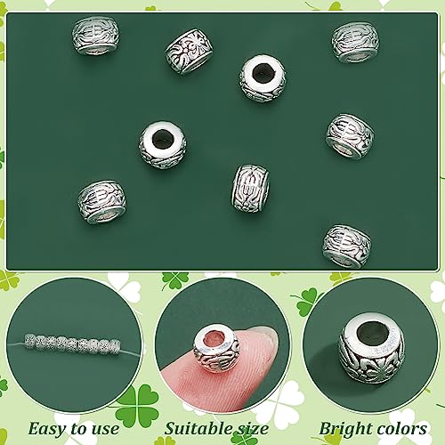 Image of PH PandaHall 100pcs Large Hole Spacer Beads Tibetan Alloy Antique Silver European Rondelle Spacers for Bracelet Necklace DIY Jewelry Making, 8mm, Hole: 3.5mm