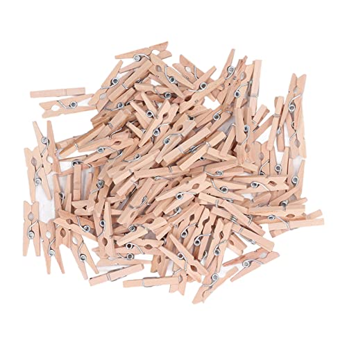 Hztyyier 100 pregadores de madeira para roupas, mini clipes de roupas de madeira para uso externo e