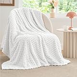BEDELITE Fleece Throw Blanket for Couch & Bed - 3D Jacquard Decorative White Blanket, Super Soft and Cozy Warm Fuzzy Blanket All Seasons Suitable, 50x60Inches