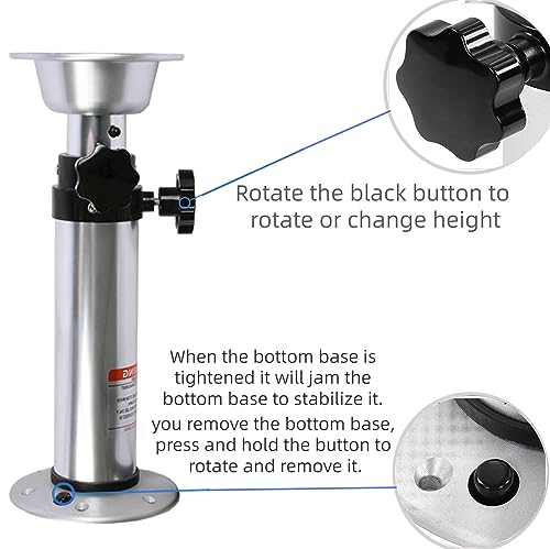 HWHongRV Verstellbares Tischbein für Wohnmobil, 43,2 - 71,1 cm, ein breites Spektrum an Höhenverstellung, Tischsockel kann leicht zerlegt werden, aus Aluminium für Wohnmobil, Marine, Boot