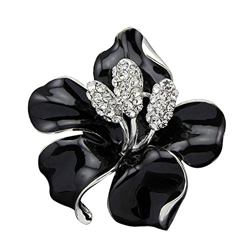 JewelryHouse Fancy Vintage Rose Flower Colourful Women Brooch Pin (Black)