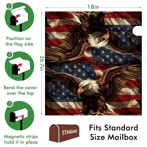 Image of Mailbox Covers Magnetic Standard Size,18 inchx21 inch American Eagle with Flag Spring Summer Magnetic Mailbox Covers for Holiday Outside Yard Decor