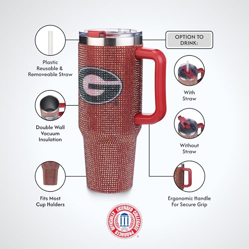 Image of The Memory Company Officially Licensed 40oz TC Bling Game Day Tumbler with Vintage Logo, University of Georgia