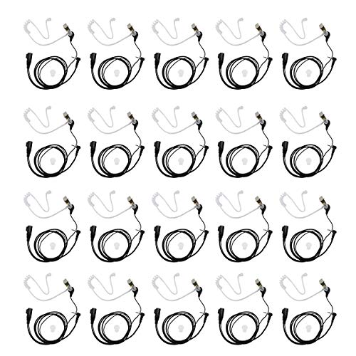 Lowest Price abcGoodefg 2 Two Way Radio Earpiece for Motorola Talkabout Cobra Radios, 1 Pin 2.5mm Covert Acoustic Tube Walkie Talkie Earpiece Headset with PTT Mic, 20 Pack