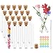 20 Stücke Transparente Reagenzgläser mit Korken, Mini 10ml Blumen Kleine Reagenzglas, Kunststoff Reagenzgläser Glasröhrchen Set mit Reinigungsbürste und Anhänger Benutzt für Blumen,Gewürze, Kräuter