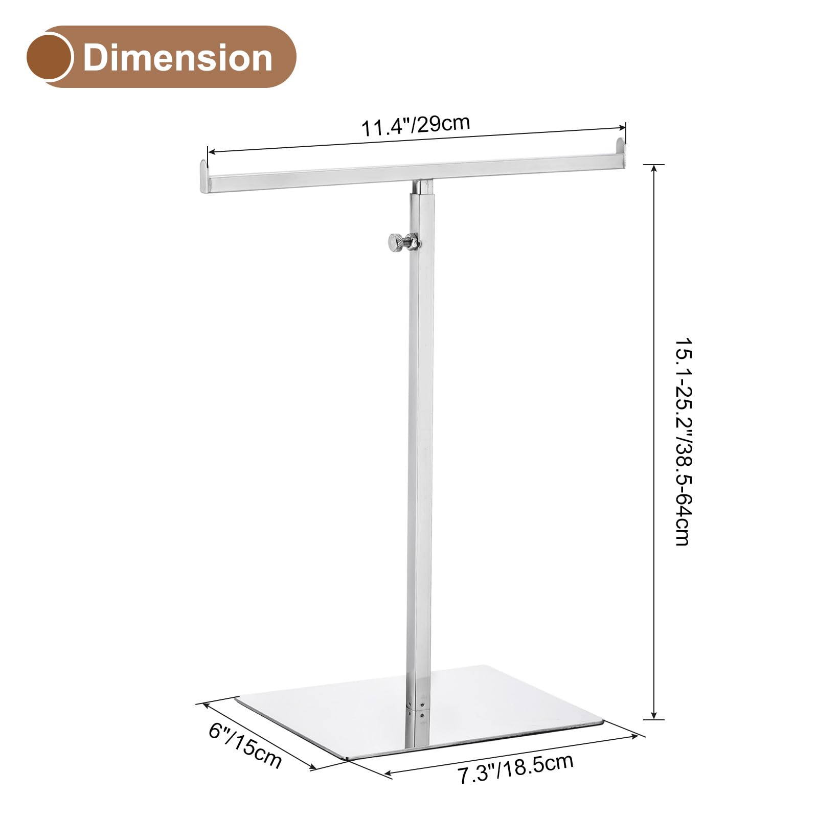 QUARKZMAN Taschenständer Geldbörse Display Stand T Förmig Metall 2 Stück Verstellbare Handtaschenständer Doppelterer Hakenhalter Halskette Organizer für Haus Boutique Geschäft, Silber