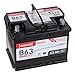 Accurat Basic B63 Autobatterie - 12V, 63Ah, 560A, zyklenfest, wartungsfrei, 30% mehr Startleistung, Ca-Technologie, Pluspol rechts- Starterbatterie, Nassbatterie, Blei-Säure Batterie