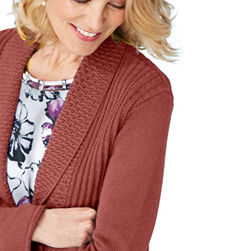 Cardigans for Women Long Sleeve Midweight Swingy Knit Cardigan Sweater W/Pocket-Mauve (Large)3