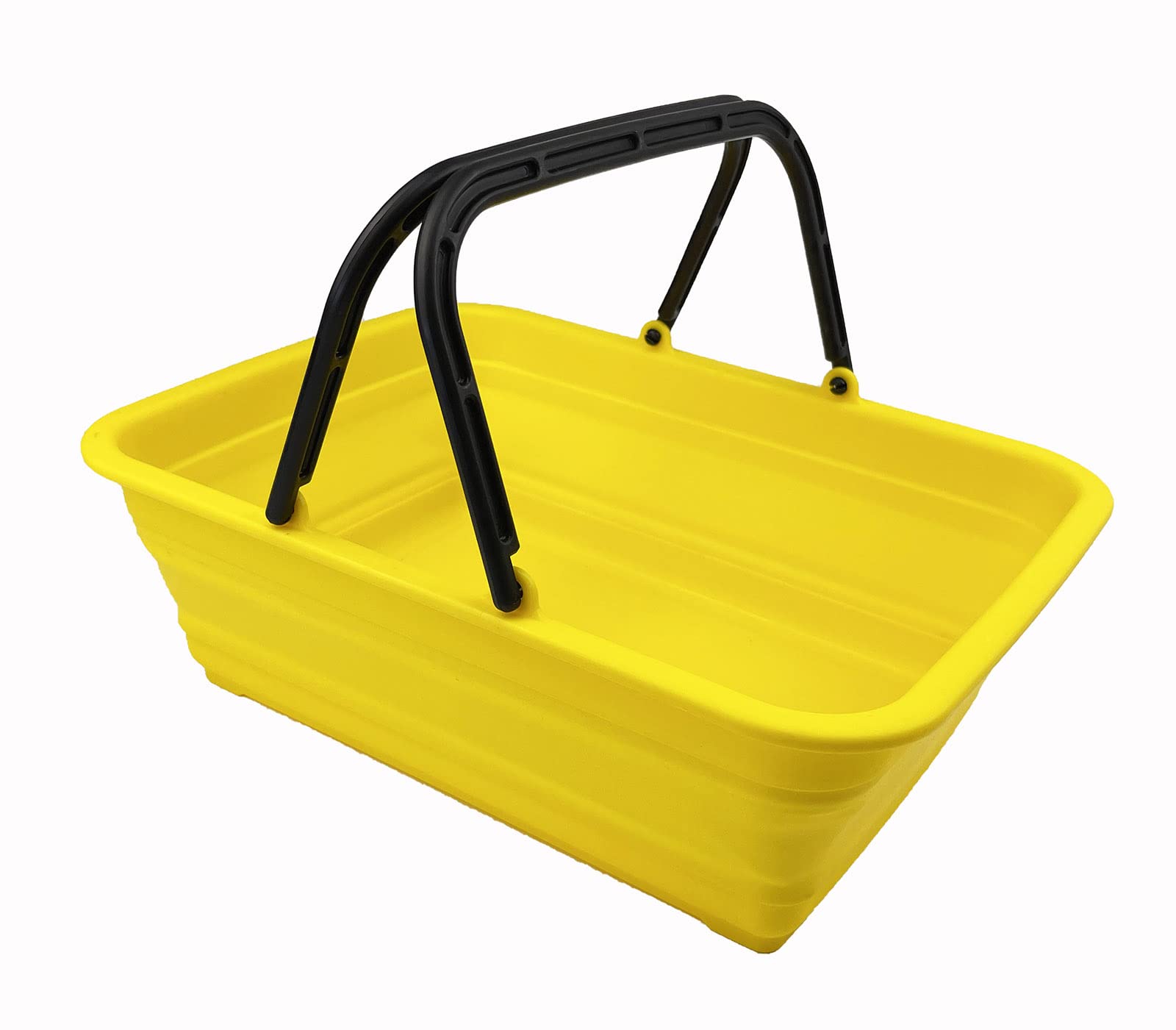 Sammart Golden Yellow 8L Collapsible Basket With Handle - Portable Outdoor Picnic Basket/Crater - Foldable Shopping Bag (Golden Yellow)