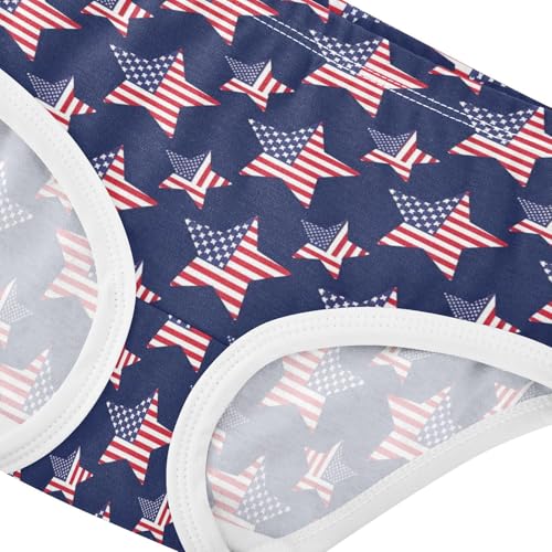 Joisal American Flag Stars Navy Blue Girl Panties Cute Toddler Girls Underwear Cotton Animals Briefs Underpants 2t4