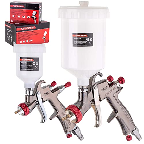 Lackierpistole LVLP 600ml 2,0mm + MINI Spritzpistole 125ml 1,2mm Düse Düsensatz AEROPRO