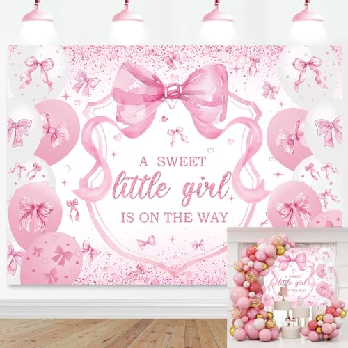 Fondo rosa para baby shower 7x5 pies miniatura 1