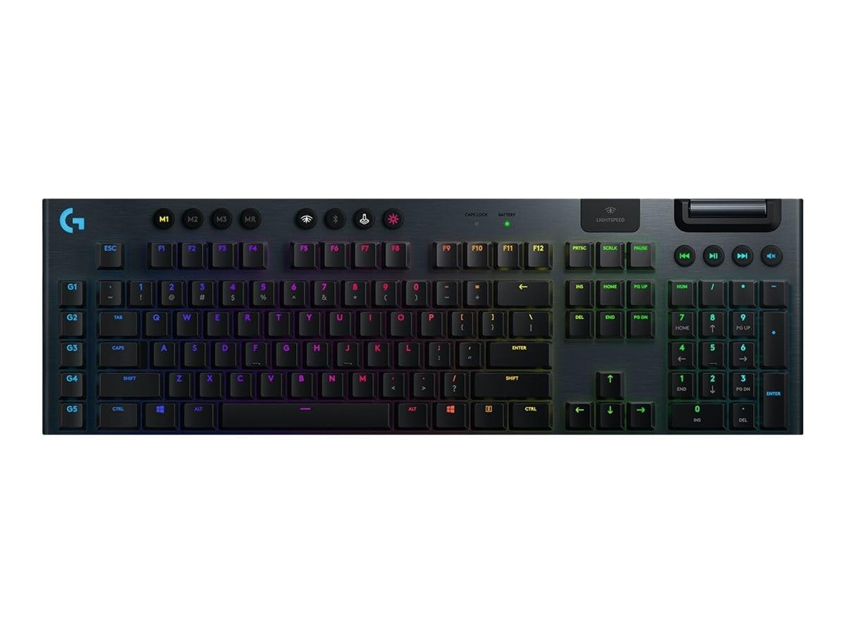 Logitech G915 Lightspeed Teclado Gaming Mecánico Inalámbrico con Teclas GL-Táctil de bajo Perfil, Diseño Ultra Delgado, 30 Horas de duración de la batería, Disposición QWERTY ES - Negro
