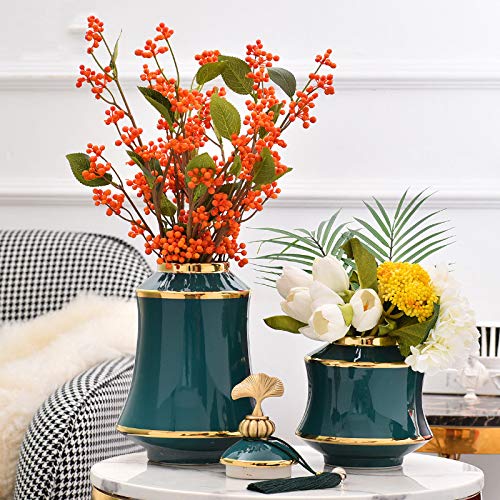 Keramische Vaas Wijnkast Woonkamer Tv Teller Vaas Gedroogde Bloemen Imitatie Bloem Decoratieve Vaas 37x20 Cm, 27x17 Cm, 2 Stuks - Afbeelding 4